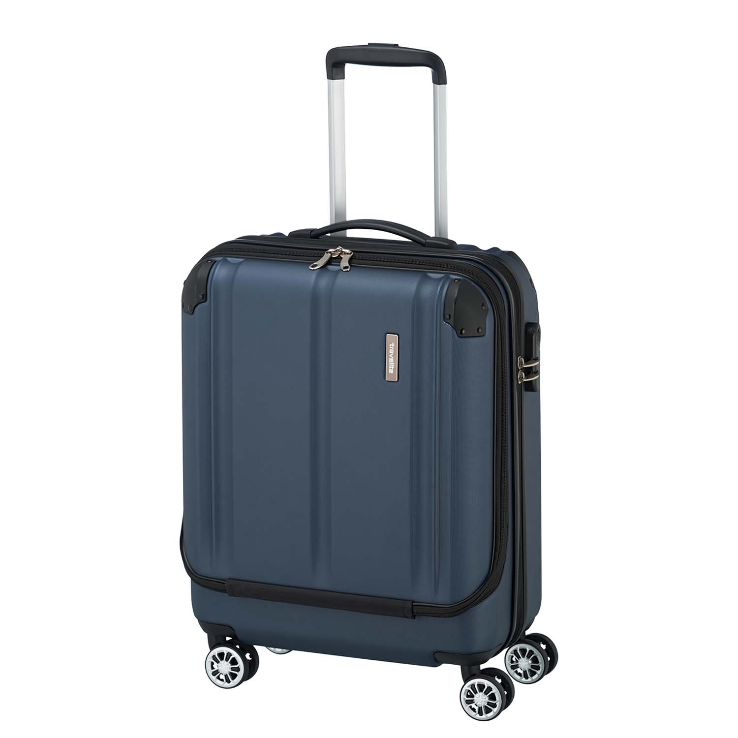 Travelite City 4-Rollen Bordtrolley S mit Vortasche-Marine