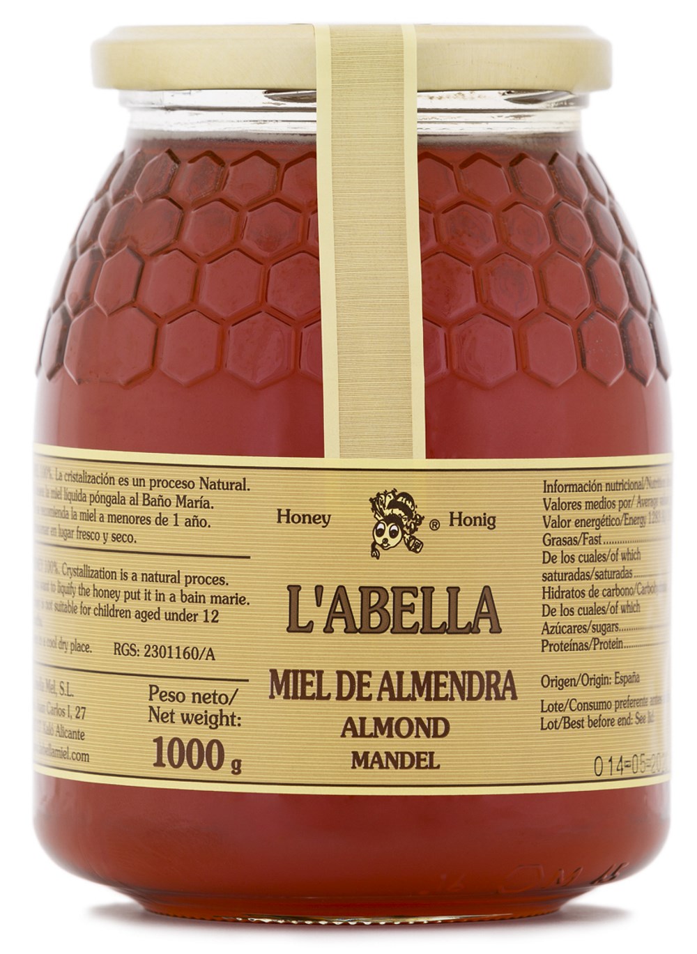 Mandelblütenhonig aus Spanien - Mandel Honig - Premium Qualität - Naturprodukt - kaltgeschleudert - unfiltriert- samter, leichter Geschmack der Mandel
