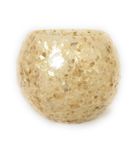 Windlicht in Spanien handgefertigt - Bruchfester Fiberglascubus mit echten Muscheln in Schneckenform dekoriert - Höhe ca.15 cm, Durchmesser ca.13 cm