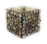 Windlicht in Spanien handgefertigt - Bruchfester Fiberglascubus mit echten Muscheln in Schneckenform dekoriert - Länge ca.8 cm, Höhe ca. 8 cm