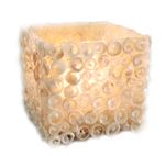 Windlicht in Spanien handgefertigt - Bruchfester Fiberglascubus mit echten Muscheln in Schneckenform dekoriert - Länge ca.8 cm, Höhe ca. 8 cm