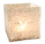 Windlicht in Spanien handgefertigt - Bruchfester Fiberglascubus mit echten Muscheln in Schneckenform dekoriert - Länge ca.8 cm, Höhe ca. 8 cm
