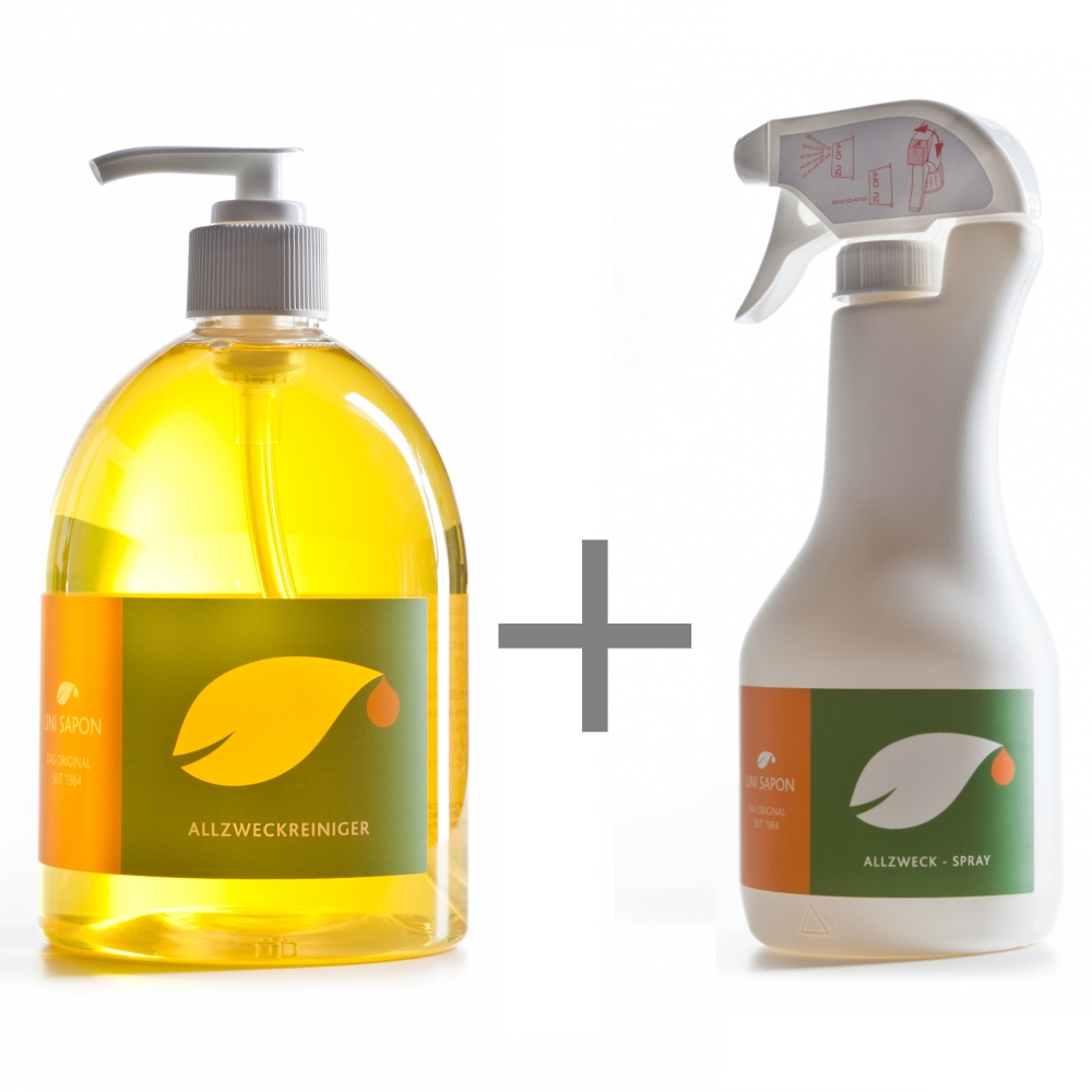BIO Allzweckreiniger 500 ml SET  von Uni Sapon - Konzentrat - chemiefrei - umweltschonend - zertifiziert- natürliche, pflanzliche Inhaltsstoffe- Vegan