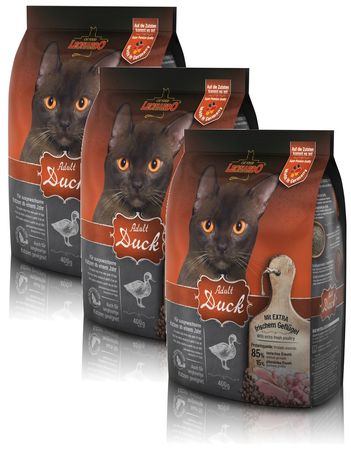 Katzen Trockenfutter - 3x Adult Duck mit Ente & Reis 300g - Leonardo Katzenfutter für ausgewachsene Katzen - leichtverdaulich und Premiumqualität 1