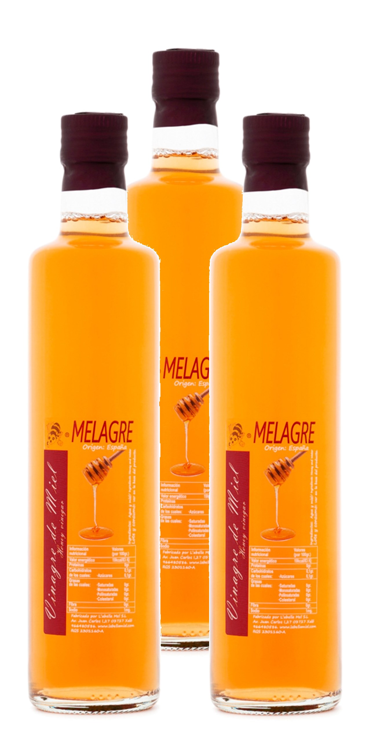 Honigessig mit Blütenhonigmet aus Spanien - Premium Qualität - reines Naturprodukt - im Faß gereift - eine besondere Delikatesse - 3 x 500 ml