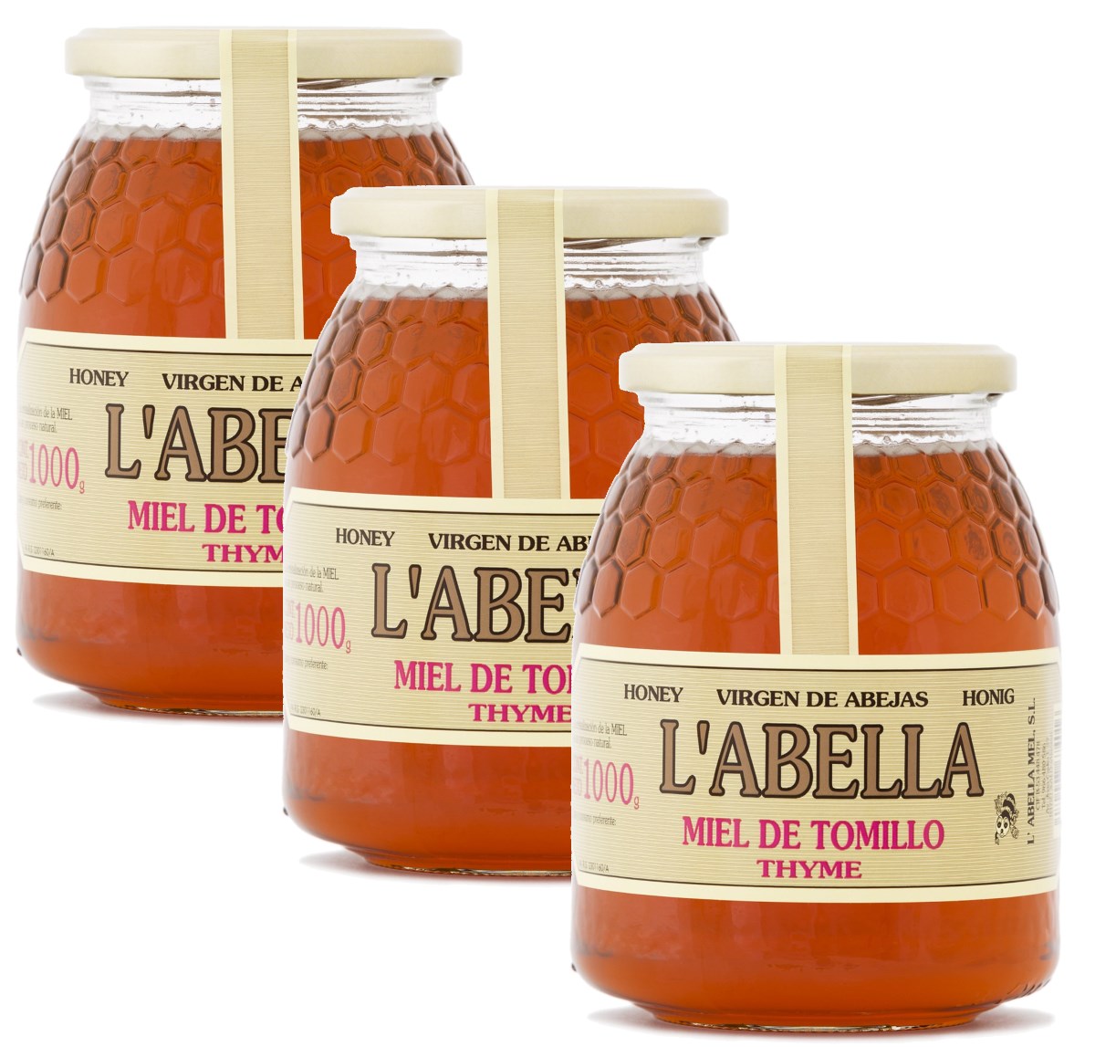 Thymianhonig aus Spanien - Premium Qualität - reines Naturprodukt - kaltgeschleudert - unfiltriert- kräftige Würze und Geschmack von Thymian- 3 x 1 Kg