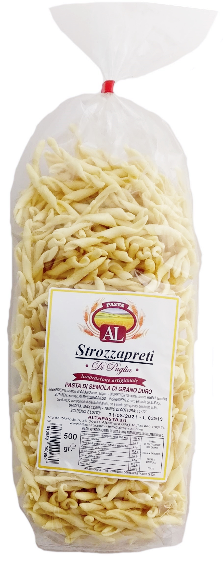 Frische Strozzapreti (Priesterwürger) Nudeln aus Italien 500g - Original Strozzapreti Pasta – trafila in bronzo - Handwerkliche Verarbeitung