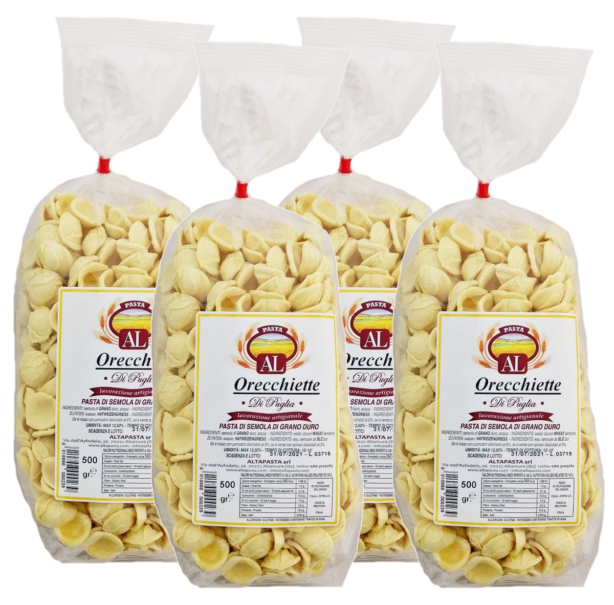 Frische Orecchiette Nudeln aus Italien 4x 500g - Original Orecchiette Pasta – trafila in bronzo - Handwerkliche Verarbeitung