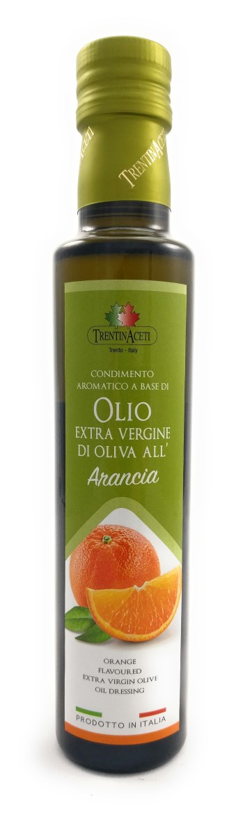 Extra Natives Olivenöl mit natürlichen Orangenaroma - 1x250 ml - Italienisches Orangen Olivenöl in höchster Qualität - TrentinAceti - kaltgepresst 