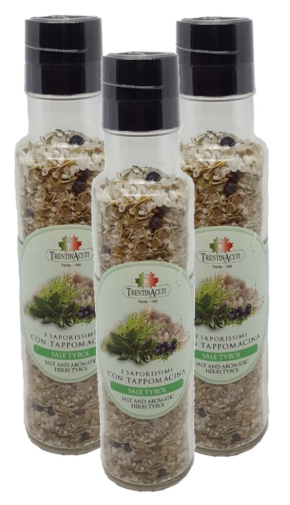 Italienische Gewürzmischung-  Tiroler Gewürze - 3x 260 g - Tiroler Salz aus Italien - Grillsalz zum grillen - Kräutersalz der höchsten Qualität 