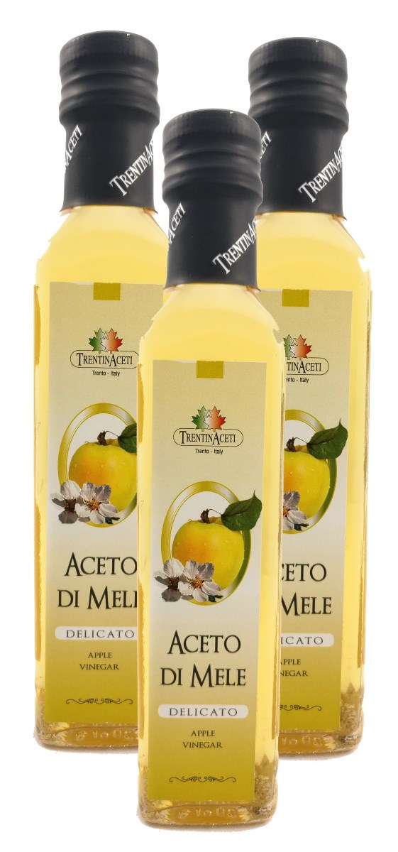Apfelessig - Delikater Apfel Essig aus Italien - TrentinAcetia - höchste Qualität - 3x250 ml - Aceto die mele - Apple vinegar