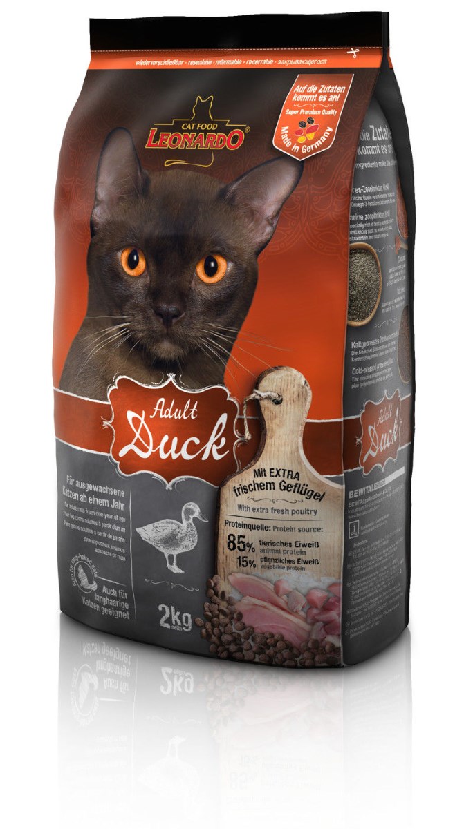 Katzen Trockenfutter - Adult Duck mit Ente & Reis 1,8 Kg - Leonardo Katzenfutter für ausgewachsene Katzen - leichtverdaulich und Premiumqualität