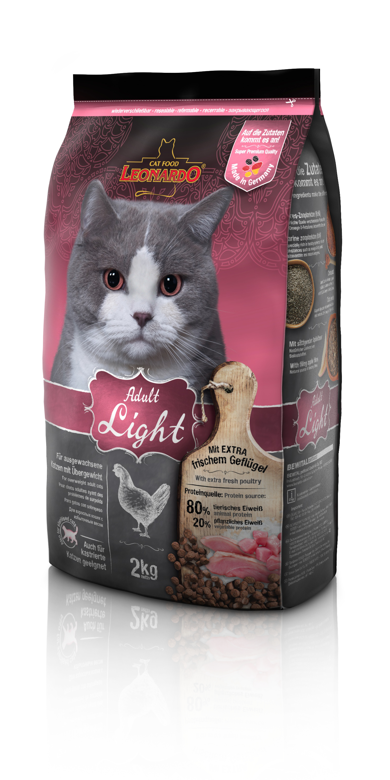 Katzen Trockenfutter - Adult Light für Katzen mit Übergewicht 1,8 Kg - Katzenfutter für ausgewachsene Katzen - leichtverdaulich und Premiumqualität