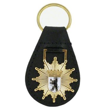 Schlüsselanhänger Polizeistern Berlin Metall-Leder