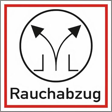 Brandschutzschild als Symbol Rauchabzug - Kunststoff - DIN 67510 - 200 x 200 mm