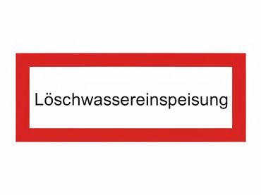 Brandschutzschild als Text " Löschwassereinspeisung " - Kunststoff oder Folie - Größen: 297 x 105 mm und 420 x 148 mm Brandschutzschild als Text " Löschwassereinspeisung " - Kunststoff oder Folie - Größen: 297 x 105 mm und 420 x 148 mm