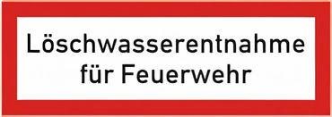Brandschutzschild als Text " Löschwasserentnahme für Feuerwehr " - Kunststoff 1 mm oder Folie - 210 x 74 mm Brandschutzschild als Text " Löschwasserentnahme für Feuerwehr " - Kunststoff 1 mm oder Folie - 210 x 74 mm