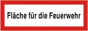 Brandschutzschild als Text " Fläche für die Feuerwehr " , Kunststoff 1 mm, 297 x 105 mm , flach Brandschutzschild als Text " Fläche für die Feuerwehr " , Kunststoff 1 mm, 297 x 105 mm , flach