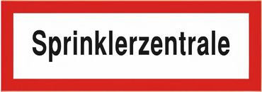 Brandschutzschild als Text " Sprinklerzentrale " - Folie oder Kunststoff 1 mm - Größen in 148 x 52 mm oder 297 x 105 mm Brandschutzschild als Text " Sprinklerzentrale " - Folie oder Kunststoff 1 mm - Größen in 148 x 52 mm oder 297 x 105 mm