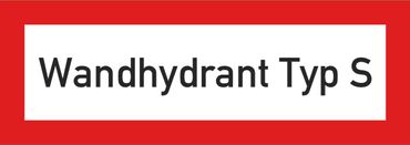 Brandschutzschild / DIN 14461-1:2016-10 (ab 1.10.2016) mit Text " Wandhydrant Typ S " ,  Material:  Folie selbstklebend 210 x 74 mm Brandschutzschild / DIN 14461-1:2016-10 (ab 1.10.2016) mit Text " Wandhydrant Typ S " ,  Material:  Folie selbstklebend 210 x 74 mm