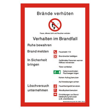 Sicherheitsaushang " Brandschutzordnung mit Symbolen nach BGV A8 / DIN 14096-1 (Teil A) " - 200 x 300 mm - versch. Materialien Sicherheitsaushang " Brandschutzordnung mit Symbolen nach BGV A8 / DIN 14096-1 (Teil A) " - 200 x 300 mm - versch. Materialien