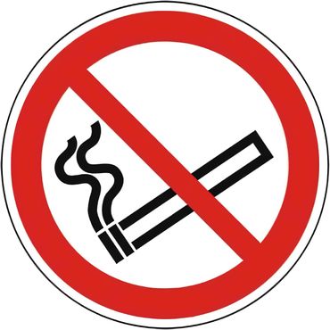 Verbotsschild als Symbol - Rauchen verboten nach ISO 7010 / P 002 - versch. Ausführungen Verbotsschild als Symbol - Rauchen verboten nach ISO 7010 / P 002 - versch. Ausführungen