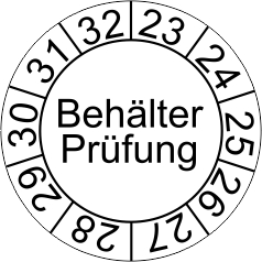 Aufkleber, Behälter-Innenprüfung mit Jahresfelder 2023 - 2032, Rolle a 1000 Stück Aufkleber, Behälter-Innenprüfung mit Jahresfelder 2023 - 2032, Rolle a 1000 Stück