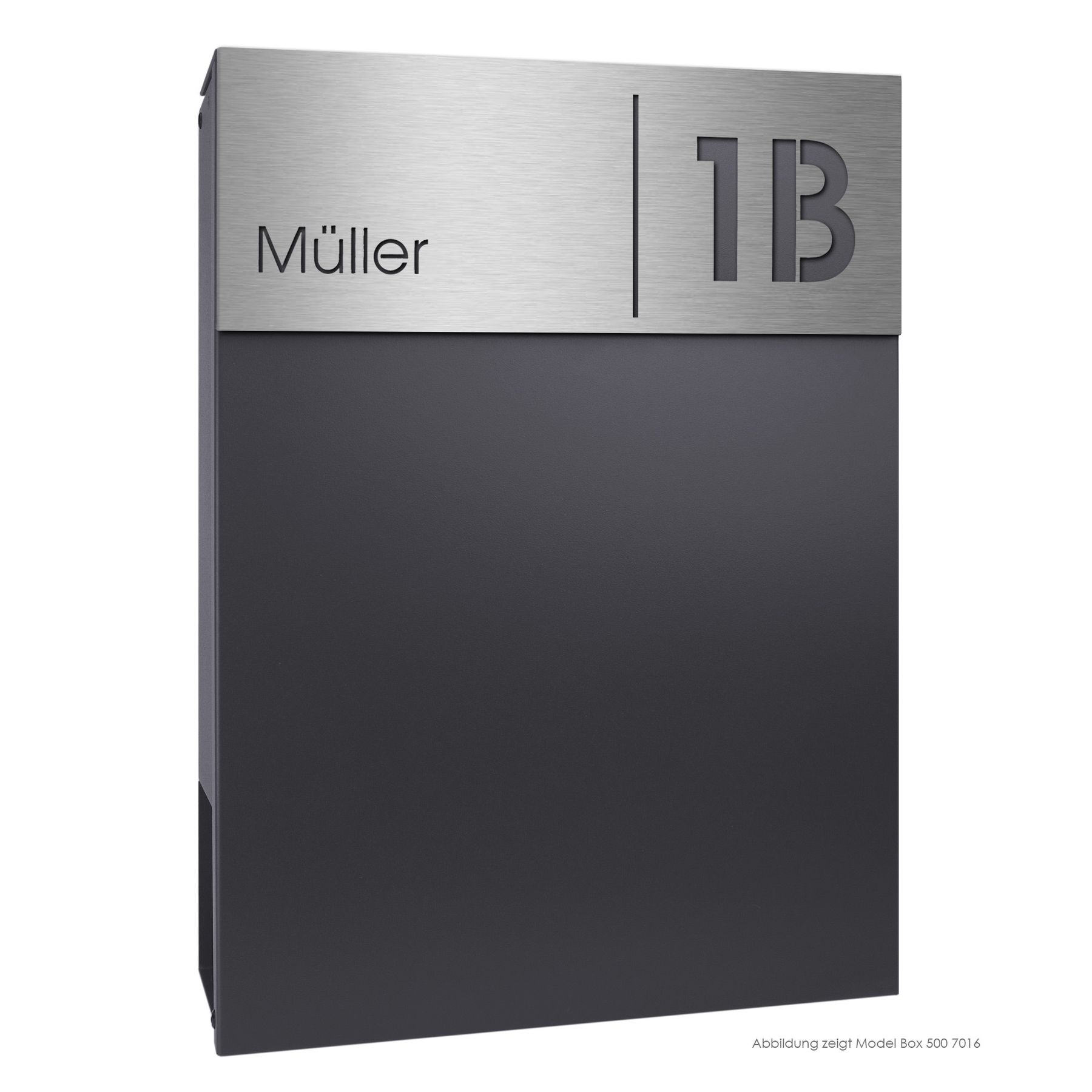 MOCAVI Stick 230 Briefkastenschild mit Hausnummer und Namen Edelstahl V4A graviert, groß