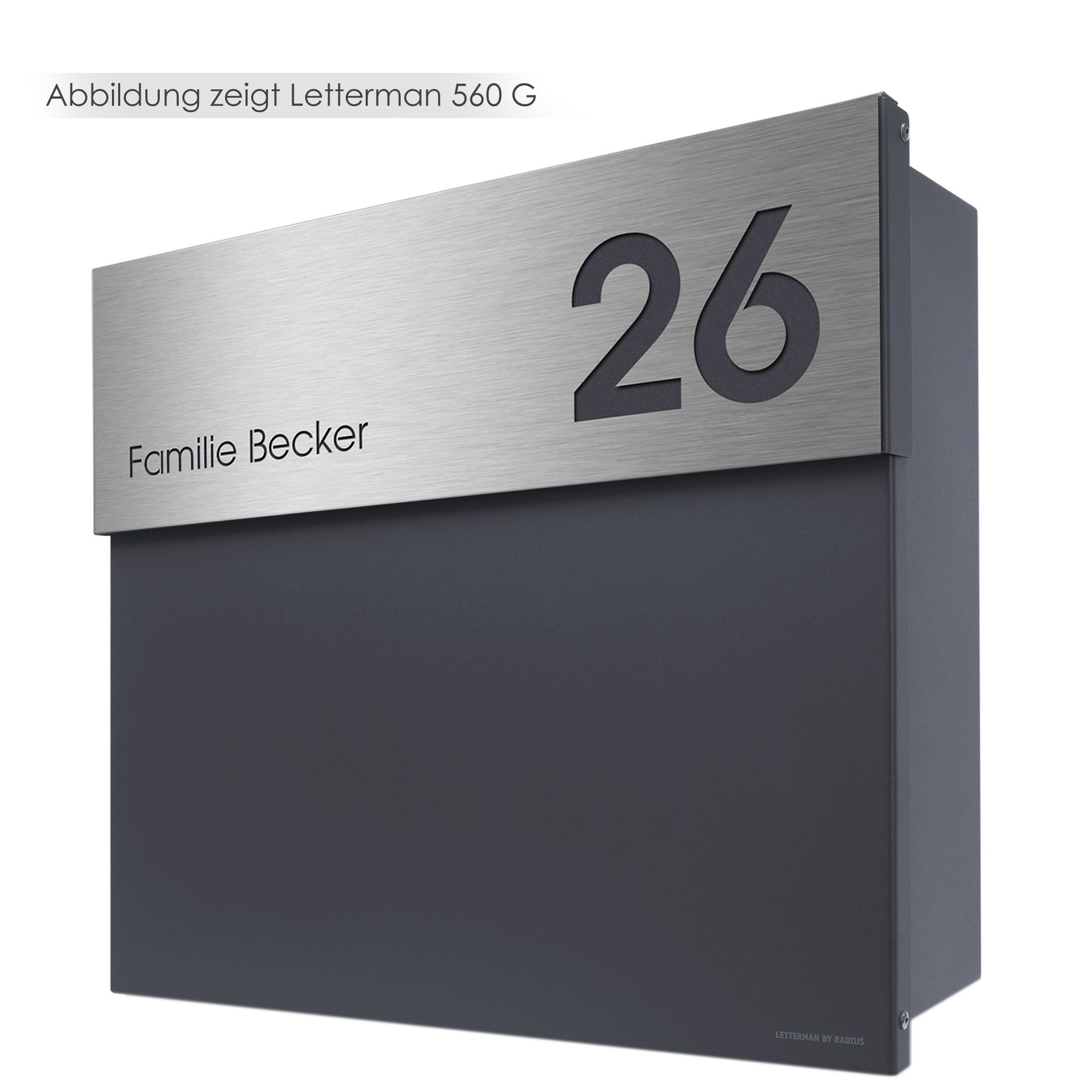 MOCAVI Stick 435 Briefkastenschild mit Hausnummer und Namen Edelstahl V4A graviert, groß