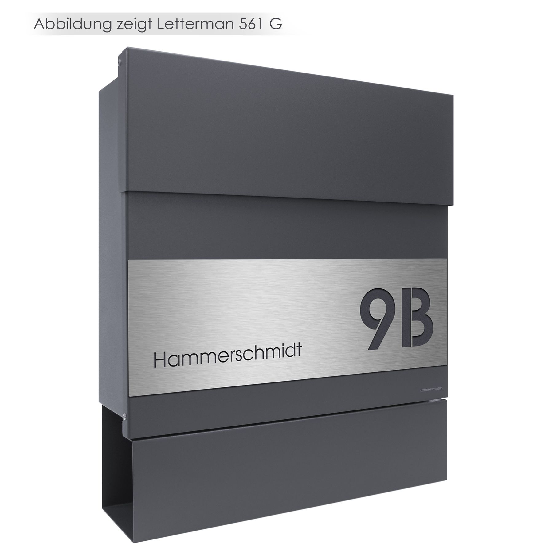 MOCAVI Stick 435 Briefkastenschild mit Hausnummer und Namen Edelstahl V4A graviert, groß