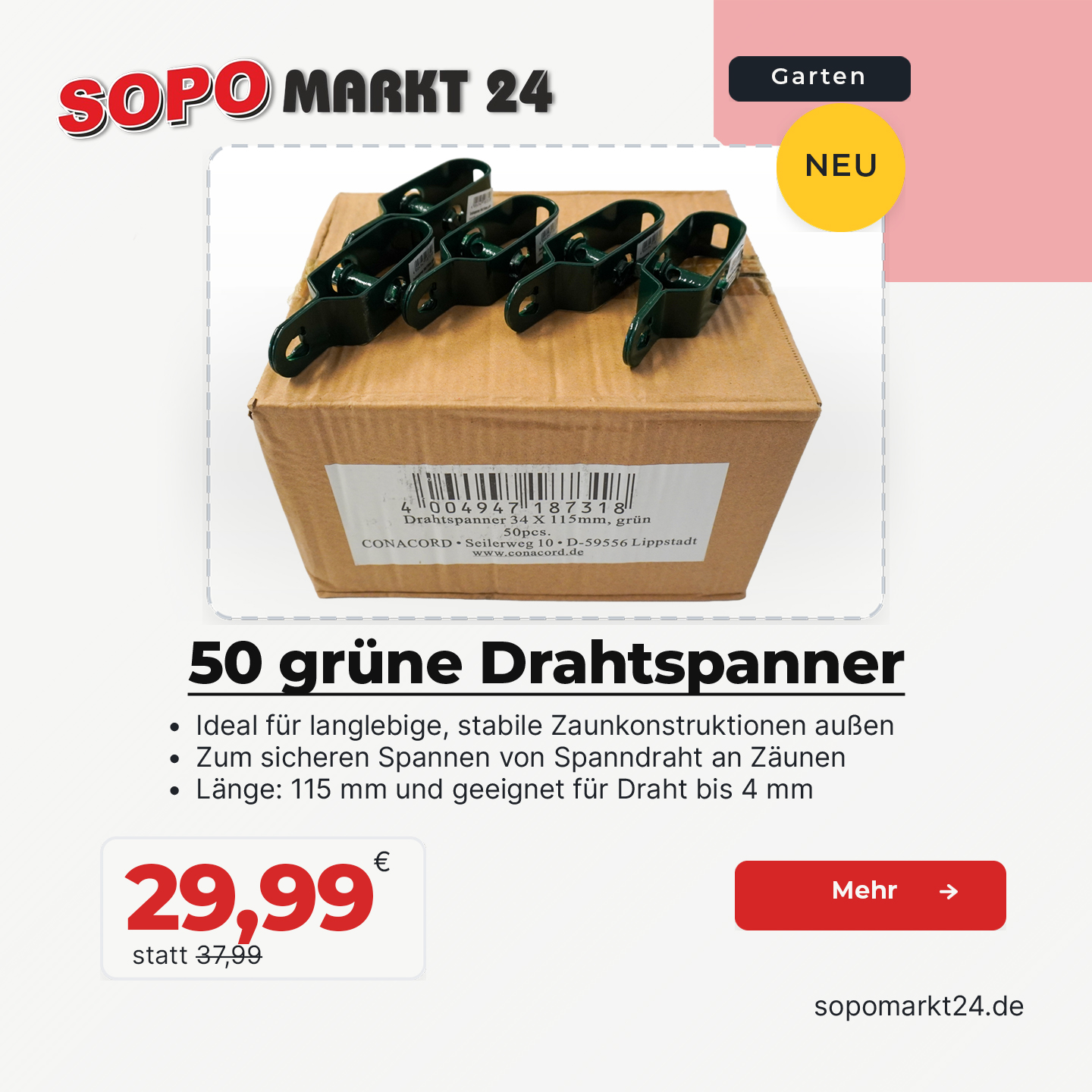 Conacord grüne Seilspanner 50 Stück