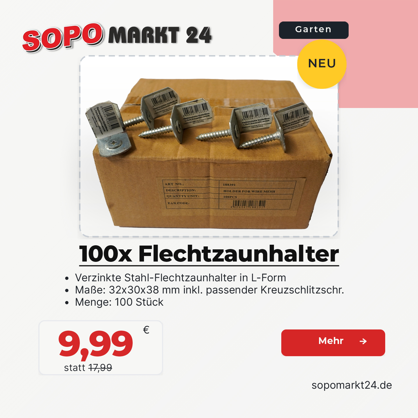 100x Flechtzaunhalter