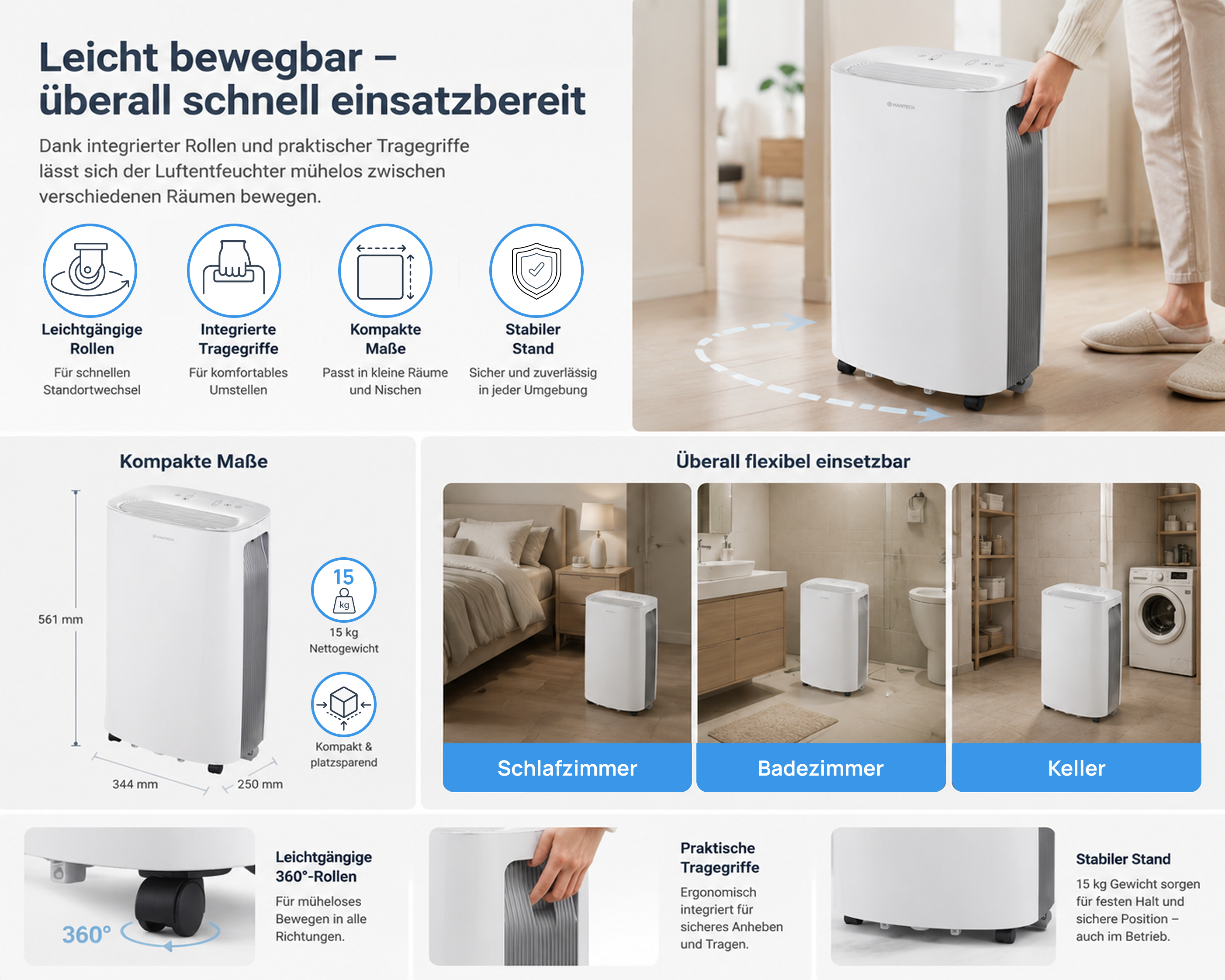 Mobiler kompakter Luftentfeuchter
