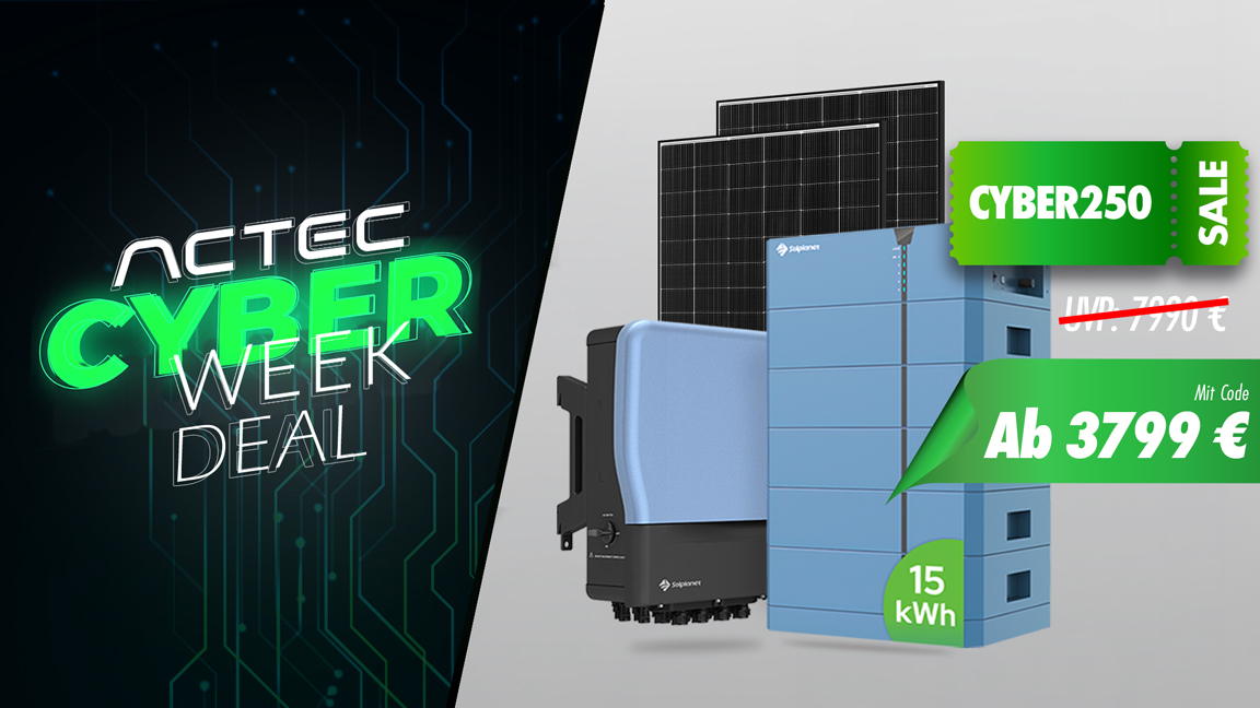 Cyber Week Aktion: Solaranlagen mit Speicher – zusätzlich 250 € Nachlass
