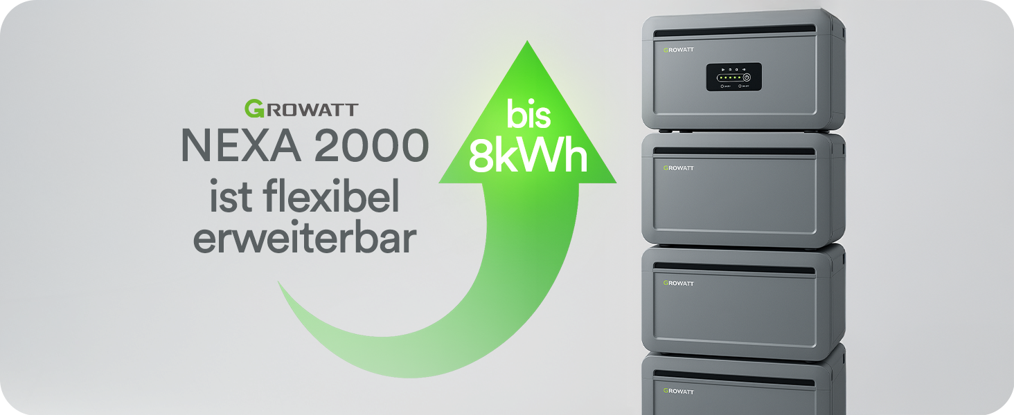 Growatt NEXA 2000 Speicher für Balkonkraftwerke - erweiterbar bis zu 8 kWh