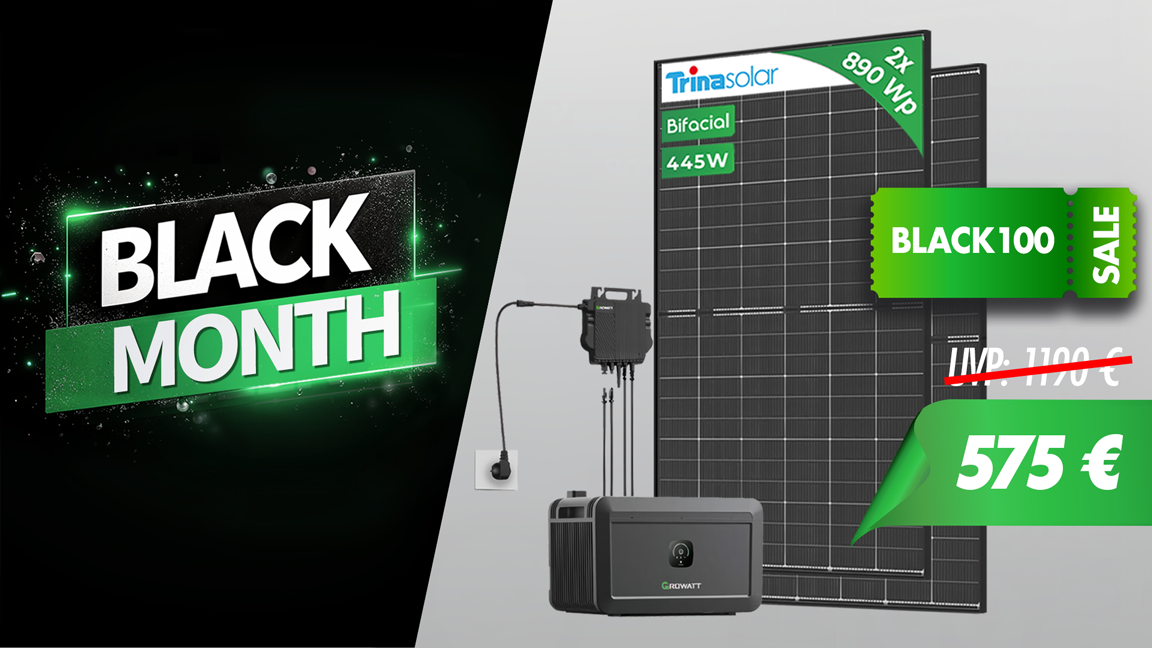 Black Month Angebot – 100 € Rabatt auf Growatt NOAH 2000 Balkonkraftwerke mit Speicher