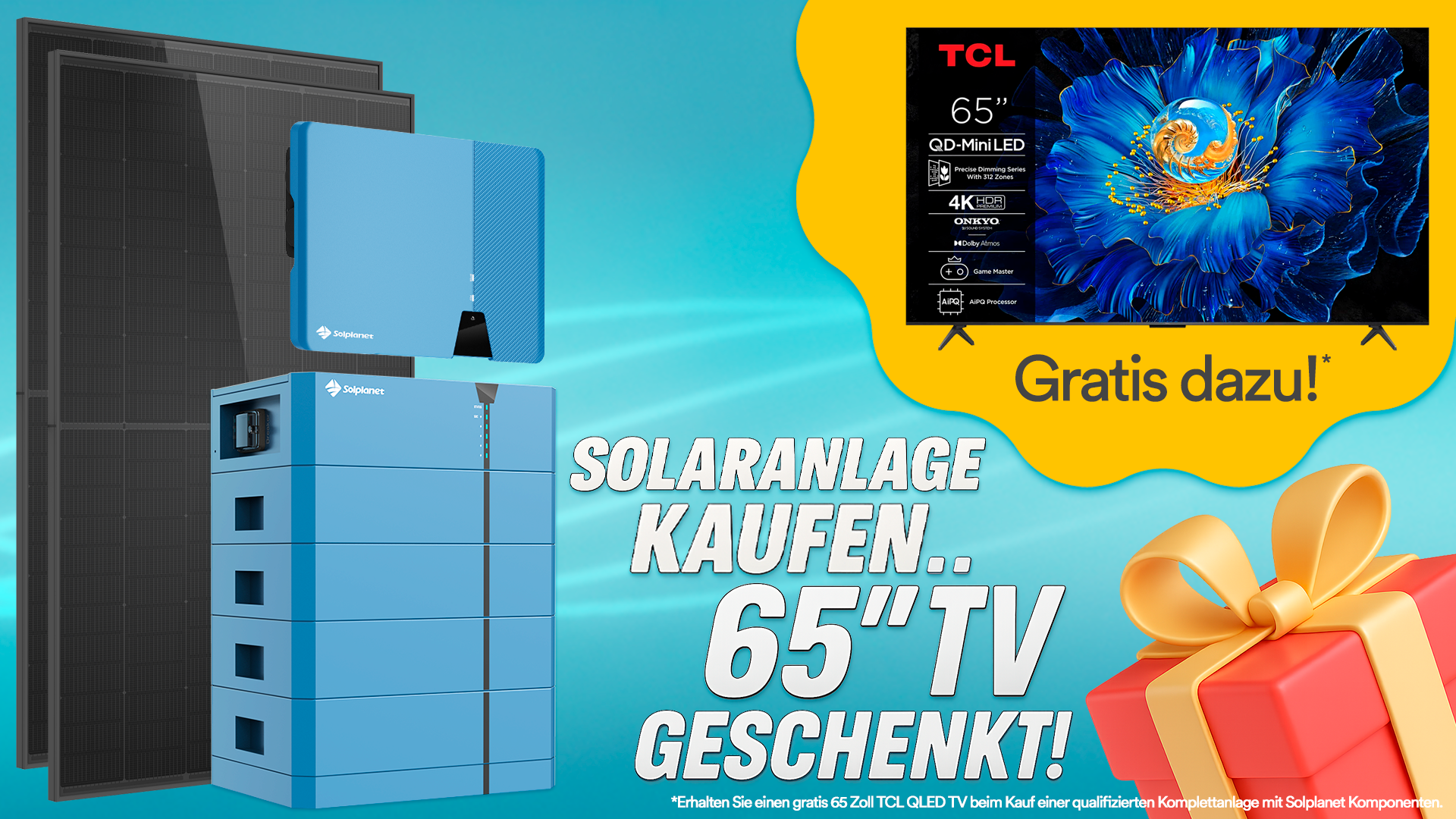 Solplanet Solaranlage mit Speicher + Gratis TCL 65´ Smart TV