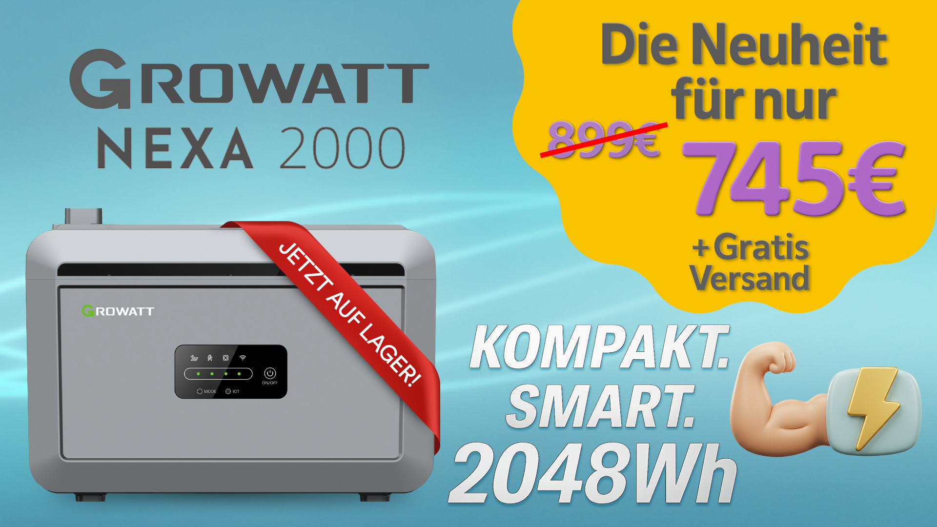     Growatt NEXA 2000 Plug & Play Speicher für Balkonkraftwerk