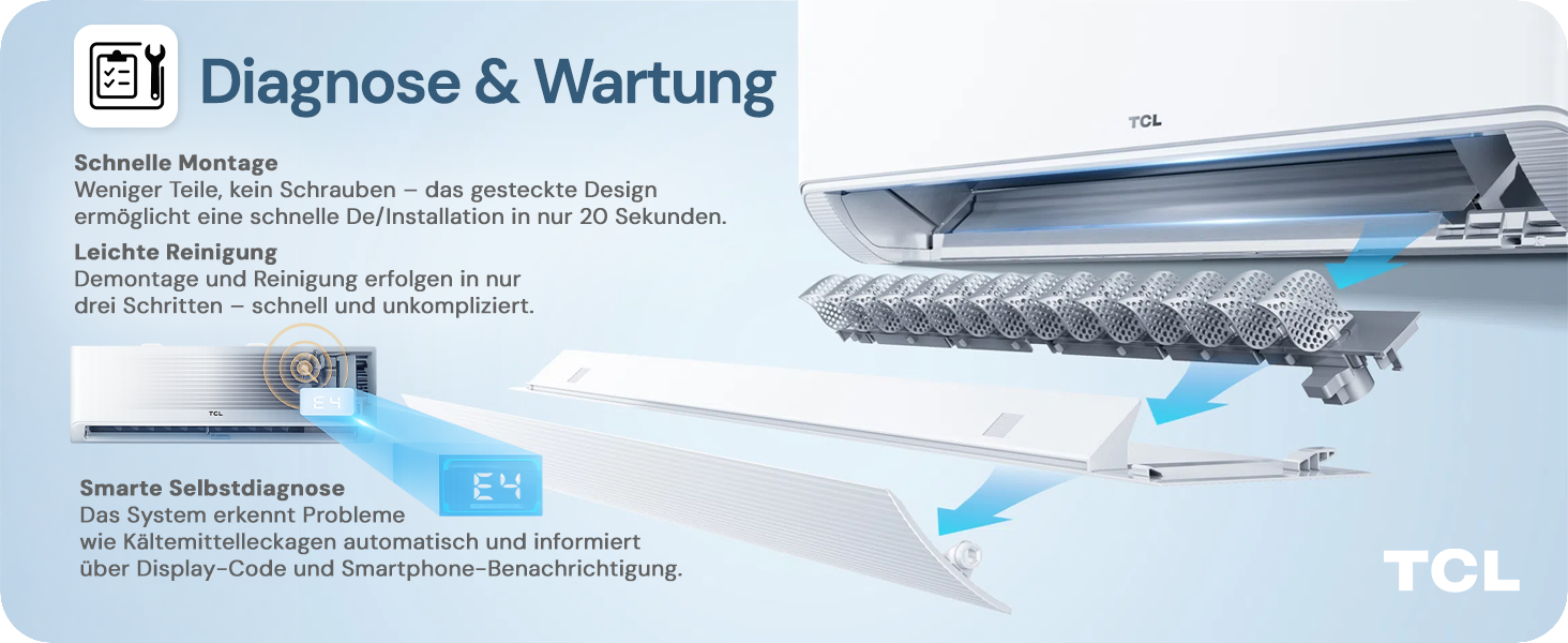 TCL BreezeIN Split Klimaanlage einfache Reinigung