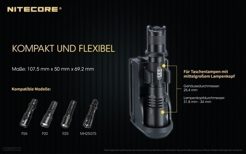 Nitecore NTH30B taktisches Kunststoffholster P20 P20UV