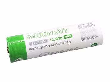 Eagtac 18650 3,7 V 3400mAh Li-Ionen Akku geschützt (Pluspol erhöht) 15A