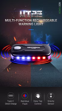 Nextorch UT22 Wetterfestes Warn und Multifunktions-LED-Licht mit Akku und Lagesensor