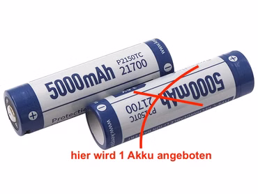1x Keeppower 21700 - 5000mAh, Li-Ionen 3,7V - 3,6V - PCB geschützt mit USB-C Lademöglichkeit P2150TC