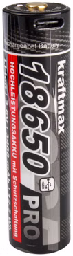Kraftmax 18650 Pro Li-Ion Akku - 3400 mAh - USB-C aufladbar