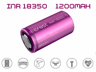 Efest IMR18350 - 1200mAh 3,6V - 3,7V Li-Ion-Akku max. 10A (15A) (Pluspol flach)
