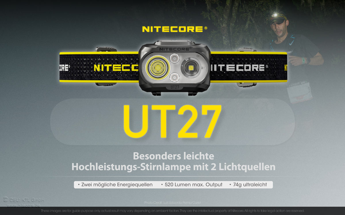 Nitecore UT27 V2 - 800 kompakte Li-Ionen Akku Stirnleuchte mit 3