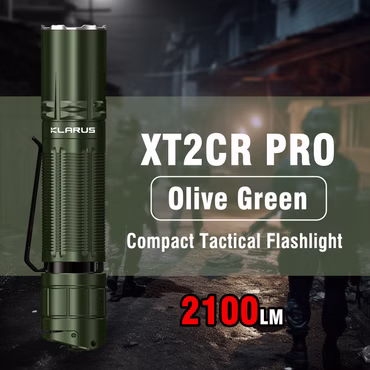 Klarus XT2CR Pro grün 2100 Lumen kompakte, superhelle, wiederaufladbare taktische Taschenlampe