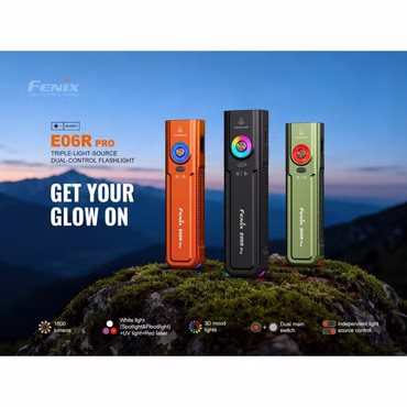 Fenix E06R Pro – 1600 Lumen kompakte Profi-EDC mit Weiß-, UV- & Rotlicht-Laser, Farbe: schwarz