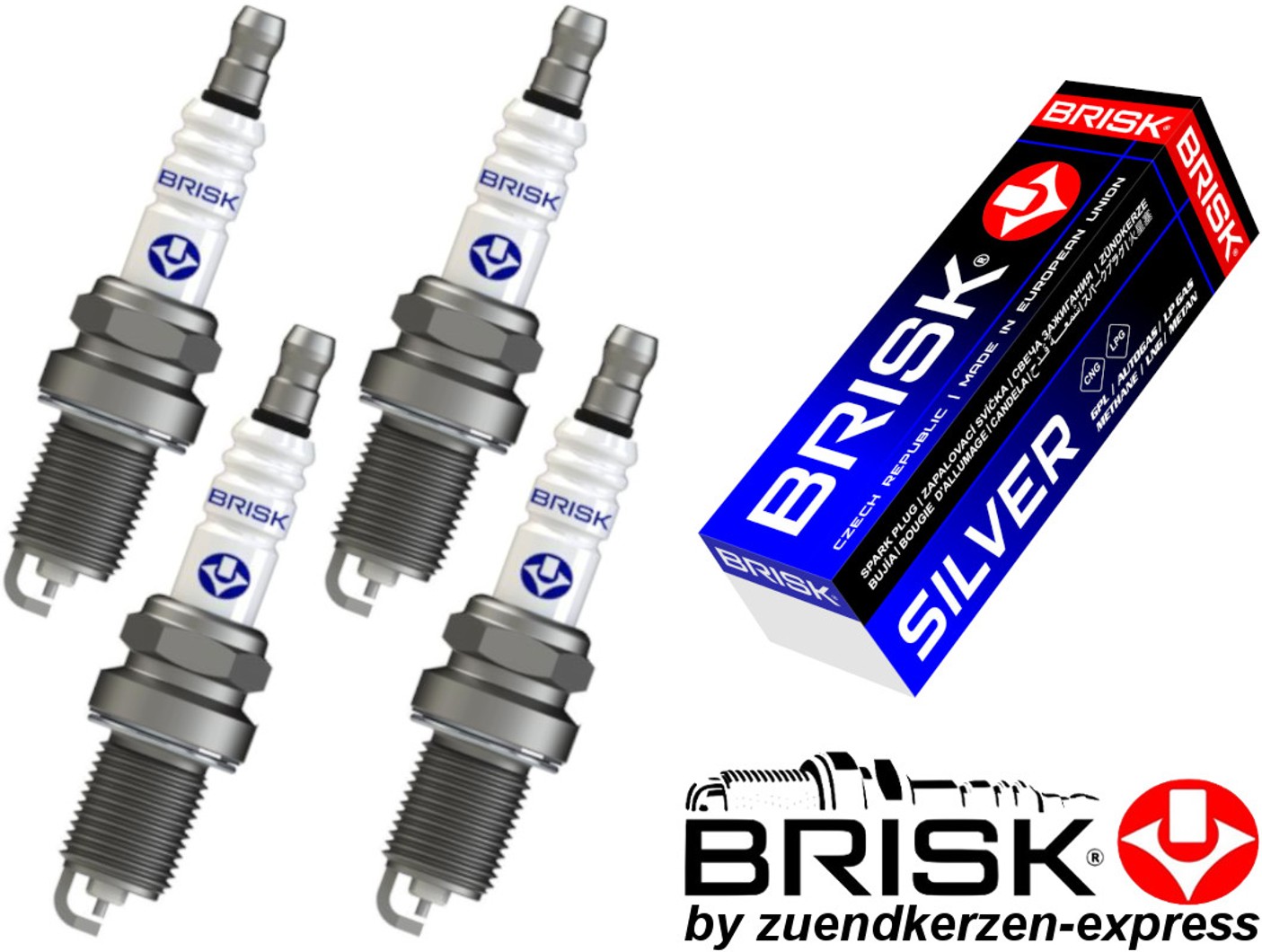 BRISK Silver LR17YS-9 1465 Zündkerzen Benzin LPG GPL CNG Autogas, 4 ...