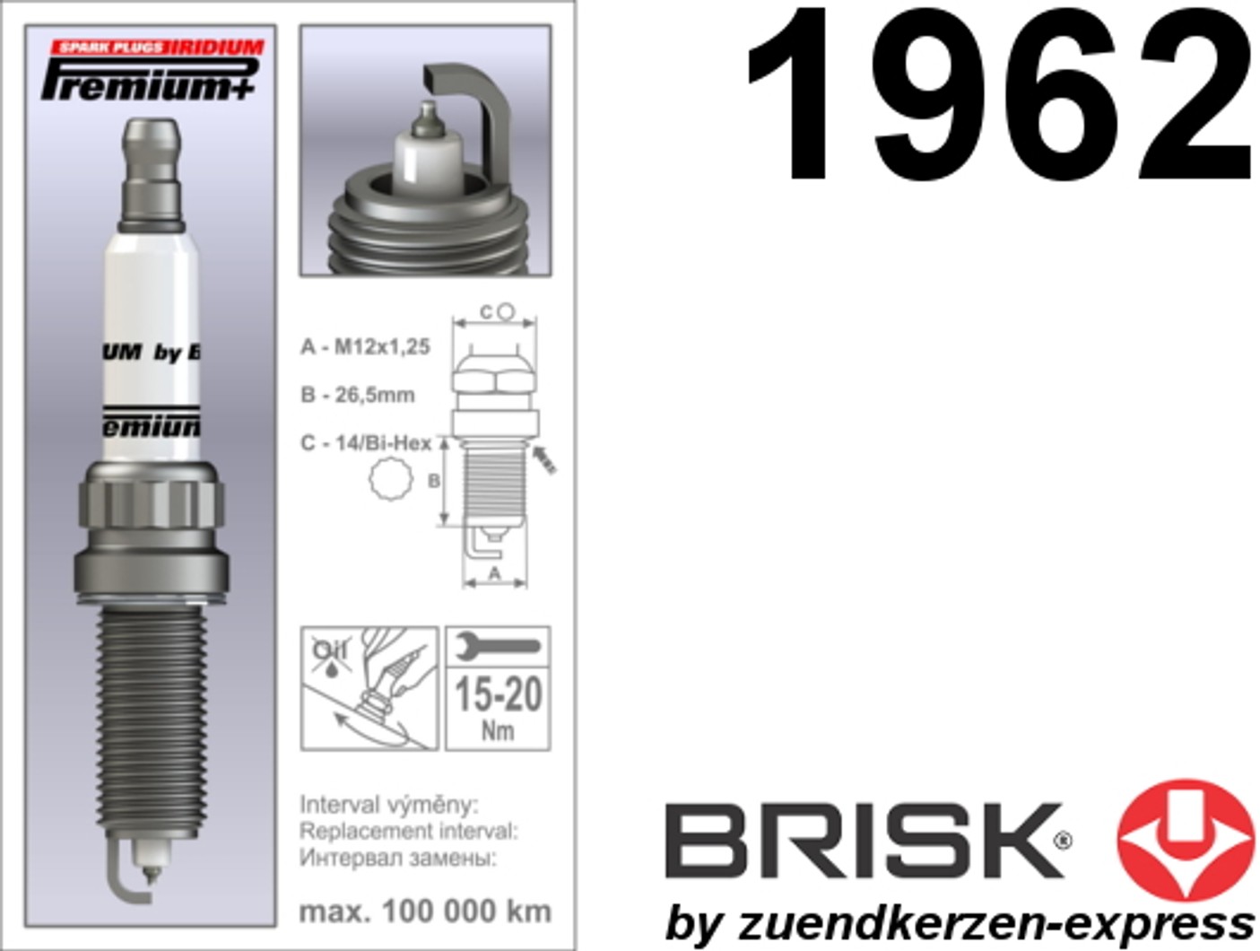 BRISK Iridium Premium+ Plus P36 2MR14LIR 1962 Zündkerzen, 4 Stück by Z ...